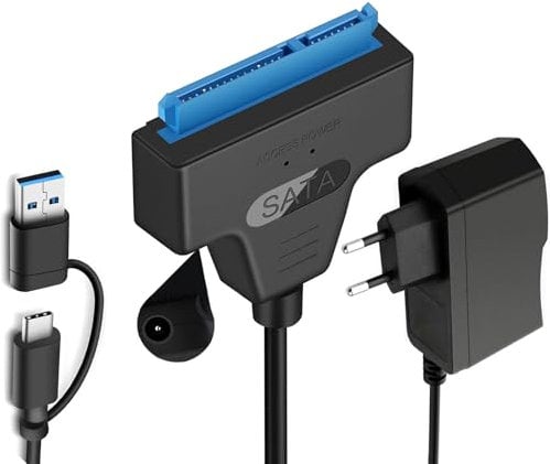 GERUI SATA USB Adapter, Sata to usb Kompatibel mit externen und internen Festplatten SSD/HDD 2,5 3,5 Zoll Adapter Kompatibel Mit 12V 2A Netzteil Kompatibel mit Windows, Mac und Linux