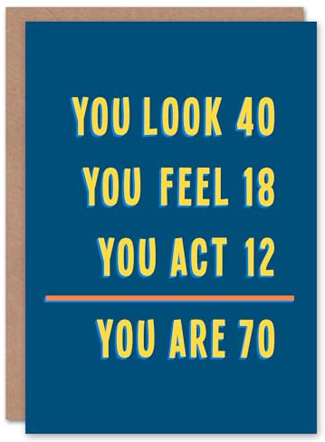 Artery8 Age Math Calculation 70 Year Old Funny Cheeky Birthday Card