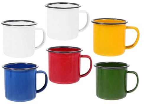 Hohopeti 6 pezzi Tazze Smaltate Colorate Vintage da Bicchieri Spessi per Caffè Tè e Latte per Casa Ufficio e Campeggio Design Retrò Elegante e Resistente