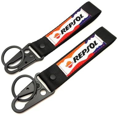 Motorrad Polyester Stickerei Schlüsselring Anhänger für Repsol Personalisierte Schlüsselanhänger Individuelle Schlüsselringe Schlüsselbänder, Schlüsselring Zubehör,Black-A