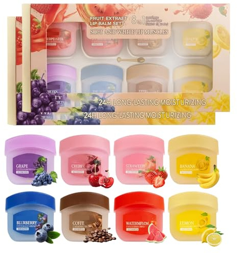 16 Stück Summer Lip Balm, 8 in 1 Lipgloss Set, Lippenpflege und Geschmeidige Lippen, Lip Balm für Tägliche Pflege, Lipgloss Mädchen, Lippenbalsam mit Verschiedenen Geschmacksrichtungen