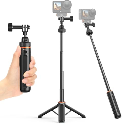 VRIG 40 cm Selfie Stick Stativ für Action Cam, Go Pro Mini-Stativ | Verlängerbares Vlog-Handgriff Kompatibel mit GoPro Mission 1 Pro/ Hero 13, DJI Action 6/5, Insta360 Ace Pro 2 Zubehör, AC-80