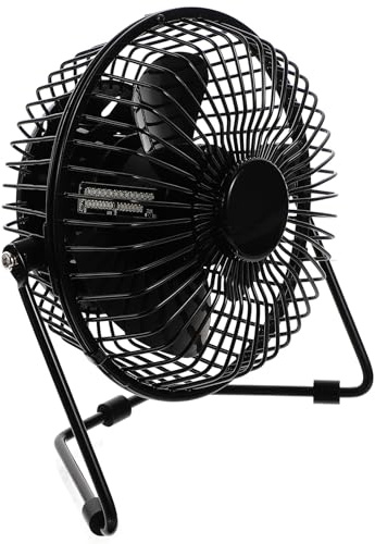 ibasenice Tragbarer USB LED Lüfteruhr Kleiner Ventilator aus Metall mit Temperaturanzeige und 2 Geschwindigkeitsstufen für Zuhause und Schreibtisch im Büro