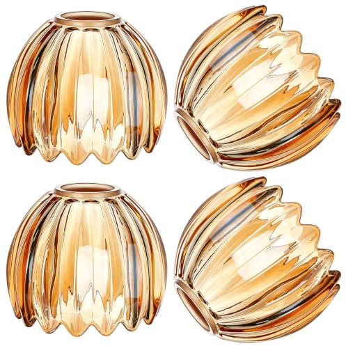 INTERWARM 4 Stück Kamelglas Tulpenlampenschirm 129x108mm Kleine Glas Lampenabdeckungen In Blumenform Mini Pendelleuchten Ersatzabdeckungen Für Kronleuchter Wandleuchten Deckenventilatoren