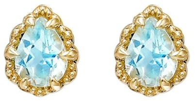 Ohrringe 9K/14K/18K Gelbgold Echt Schmuck mit Tropfen Hellblau Aquamarin Träne