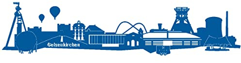plot4u Wandtattoo Gelsenkirchen Skyline Schalke in 6 Größen und 19 Farben (100x22cm Enzian)