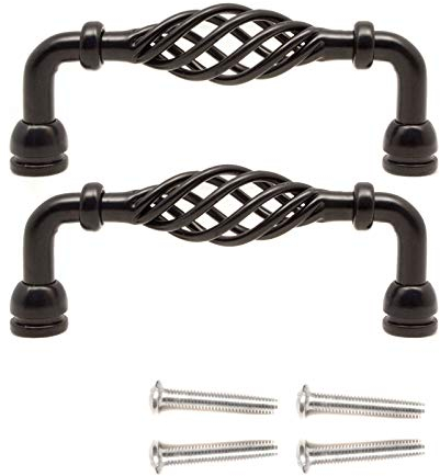Fuxxer® 2x Antike Möbel-Griffe Schubladen-Griffe, Kommoden, Vintage, 100mm, 2er Set, Schwarz