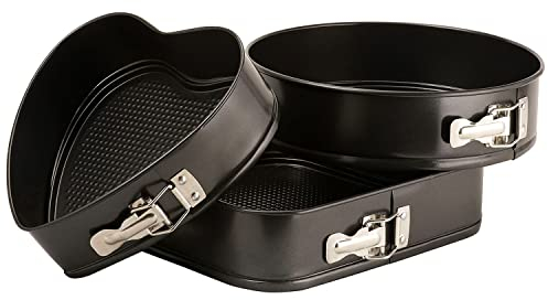 Royalford Springform Cake Tins Set of 3| Cake Pan with Loose Base | Non-Stick Quick-Release Bakeware Tins for Soft Sponge Cakes, Cheesecakes & Fruitcakes | Oven Safe, PFOA & BPA Free - 0.4mm Thick