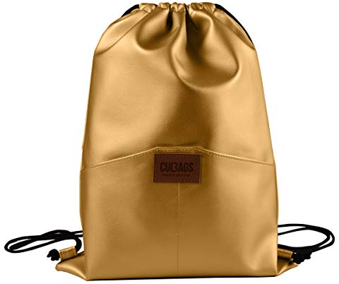 C-BAGS SACCO ÖKO-Leder Beutel Sportbeutel Turnbeutel Beuteltasche Rucksack (3.9 Gold)