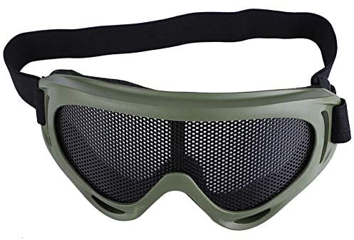 Gafas de Malla Airsoft Táctico Lentes de Acero Gafas de Sol Media Cara a Prueba de Viento Gafas de Paintball Gafas de Seguridad de Tiro para al Aire Libre Ciclismo Correr Acampar(Color de ejército)