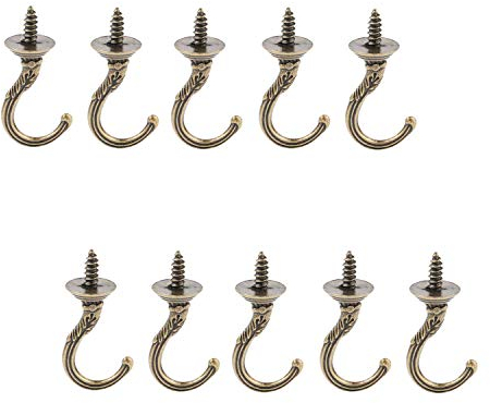 OOTSR 20pcs ganci a soffitto, colore ottone intaglio d'epoca ganci a vite per la casa/cucina/uso interno ed esterno
