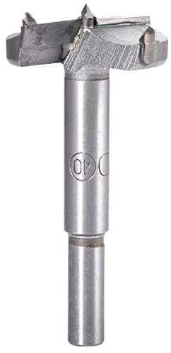 KATUR 40mm Forstner Auger Drill Bit, Woodworking Boring Hinge Hole Saw, Wooden Hole Opener Boring Bits, Carbide Tip Round Shank Cutting for Hinge, Plywood, MDF, CNC Tool (40mm Diameter)