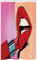 ABAKUHAUS Pop Art Schmaler Duschvorhang, Halbtone Cartoon Lippen, Badezimmer Deko Set aus Stoff mit Haken, 120 x 180 cm, Rot Rosa