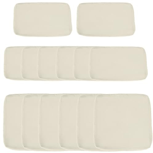 Outsunny Replacement Cushion Covers for Garden Sofa Set Outdoor Cream | Garden Rattan Sofa Cushion, Polyester Cover Replacement, No Cushion Included