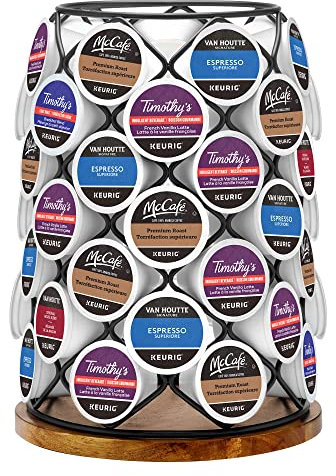Keurig 5000351185 K-Cup Pod Whirl Carousel Coffee Holder, Metal Wood, Black