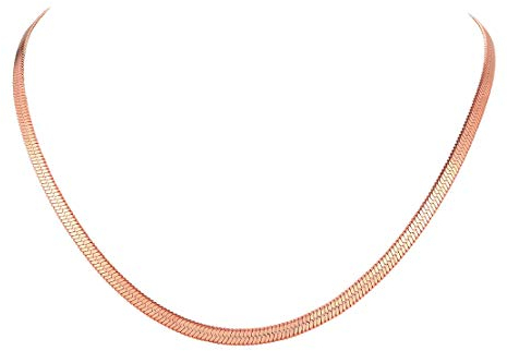 FindChic Kette Rosegold Damen 3mm Choker Damen Schlangen Kette Flache Edelstahl Sleek Halskette 32cm Länge elegant Halsreif Collier wasserfest Modeschmuck für party Treffen Bar
