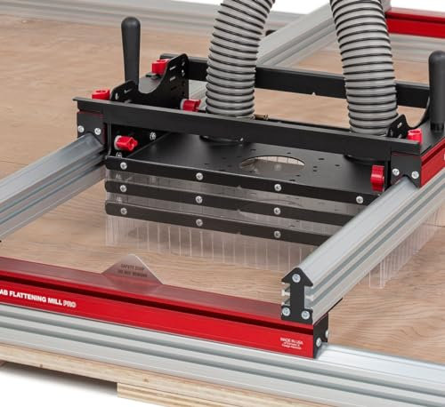 Woodpeckers Slab Flattening Mill Pro, Extended, 48x134 Capacity, USA Made Wood Slab Leveling Jig, Integrated Dust Collection, Router Sled, Rails, Clamping Dogs
