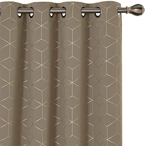 Deconovo Lärmschutz Gardinen, Verdunkelungsvorhänge mit Ösen, Moderne Thermogardinen für Wohnzimmer, 214x132 cm(HöhexBreite), Taupe, 2er Set