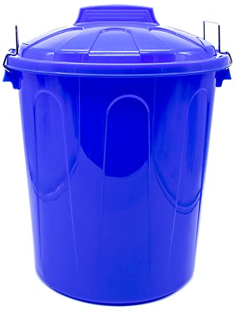 CABLEPELADO Cubo de Basura con tapa, Cubo basura Industrial, Cubo basura Plástico con asas metálicas, Contenedor residuos, 78 cm alto x 48.5 cm Diámetro superior, Capacidad 100 Litros, Azul