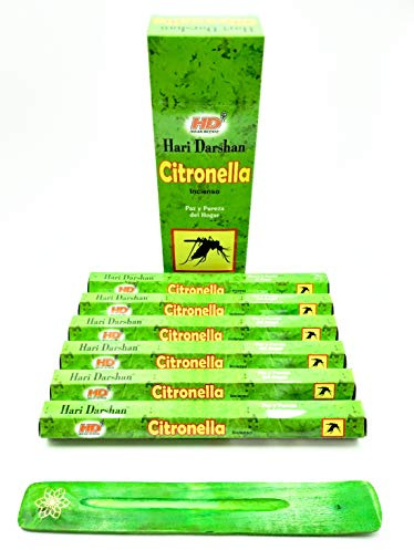 120 bastoncini di incenso alla citronella anti zanzara, bastoncini di incenso profumato Joss fatto in casa con supporto raccogli cenere
