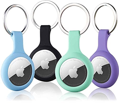 AirTag Anhänger 4er Pack, Air Tag Schlüsselanhänger Halter Hülle Tracker Schlüsselring Kompatibel mit Apple GPS Locator, Leicht Silikon iTag Item Finder Schutzhülle Organizer-Zubehör