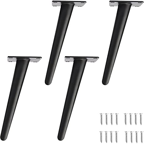4 Stück Möbelfüße Eisen Konisch Möbelbeine Schräge Tischbeine Tischbeine Schrankbeine Sofafuss Sockelfuß Metall DIY Möbel Tischgestell Möbelfüsse für Couchtisch Schränke Möbel Sofas (25 cm, Schwarz)