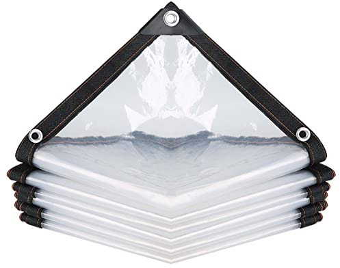 RGRE 4x8m Transparente Imperméable Bâche, Transparente Bâche Robuste, Bache Exterieure Impermeable avec Oeillet, Bache pour Toit Jardin Terrasse Piscine, Bâche Étanche