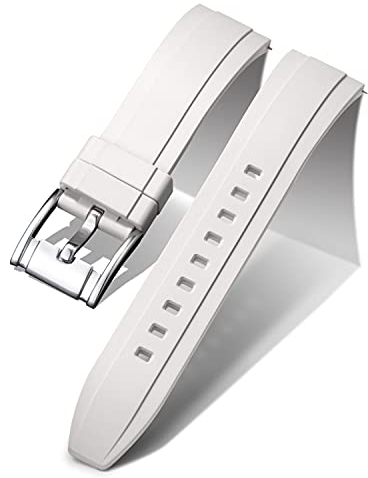 BINLUN Bracelets de Montre en Silicone à Libération Rapide 18mm 19mm 20mm 21mm 22mm 24mm Sport Remplacement Bracelets pour Montres Connectées en Caoutchouc pour Homme et Femme (20mm, Blanc)