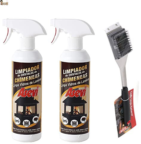 BricoLoco.com Grillreinigungs-Set: 1 Bürste + 2 Flüssigspray, Reinigungsspray, Grill, Kamin, Grill, Wartungszubehör (2 Spray + 1 Bürste)