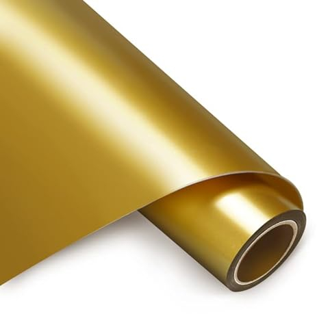 HTVRONT Permanent Vinyl 12 x 5ft Adhesive Vinyl Roll Gold Vinyls Roll Permanent Adhesive Vinyl for Cup, Window & Home Deco,and Other DIY Projects(Gold)