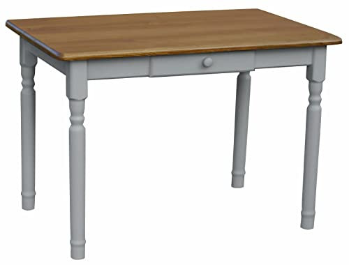 k koma Grau Esstisch mit Schublade Küchentisch Tisch Kiefer Holz Landhausstil - NEU Eiche (70 x 100)