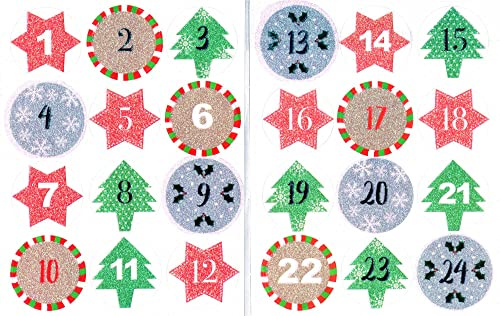 Advent Stickers 1-24 Festive DIY Numbers Christmas Advent Calendar Xmas Crafts DIYT512