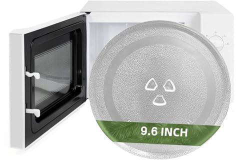 24.5 cm/9.6 Microwave Glass Plate, Universal Thickened Heat Resistant Microwave Glass Turntable Plate Replacement with 3 Fixers for Small Microwaves(245mm)
