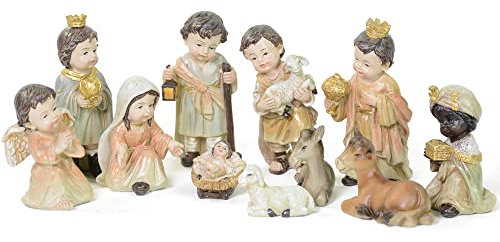Riffelmacher&Weinberger Kinderkrippenfiguren Set 11-TLG. 3,0-7,5 cm Naturfarben Weihnachtskrippe | 78459