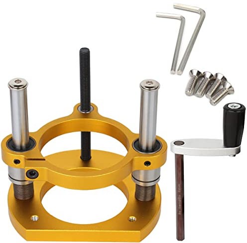 KETIPED Adjustable Router Lift for 65mm Diameter Universal Trimming Machine,Aluminum Under-Table Router Base for Router Table Insert Base Plate with Double Stainless Steel Support Rod,MG-061GD