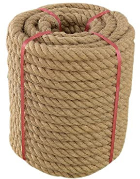 Ganggend Juteseil (19 mm x 30,5 m), 19 mm dickes, gedrehtes Manila-Seil, natürliches strapazierfähiges Hanfseil für Schaukelbett-Bastelarbeiten, Geländer, Tauziehen, Landschaftsbau, Gartenarbeit