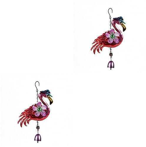 Yardwe 2st Windspiel Aus Eisen Flamingo Windspiel Kreatives Windspiel Tier Kunsthandwerk