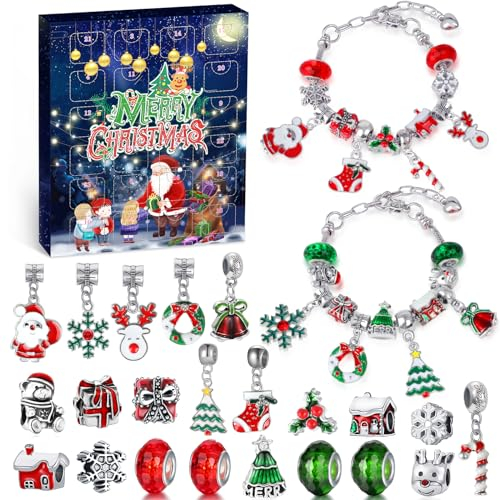 WEVOL Adventskalender 2025 Mädchen Kinder, Weihnachtskalender Schmuck Basteln Mädchen Geschenke, 24 Füllung Adventskalender Schmuck Weihnachten Geschenk Teenager Mädchen 5 6 7 8 9 10 11 12 13 14 Jahre