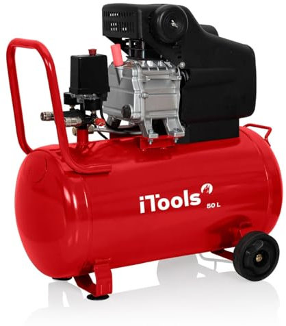 ITOOLS - Compressore d'aria 50L 8 bar 115 PSI Silenziatore 2 CV 1,5 KW