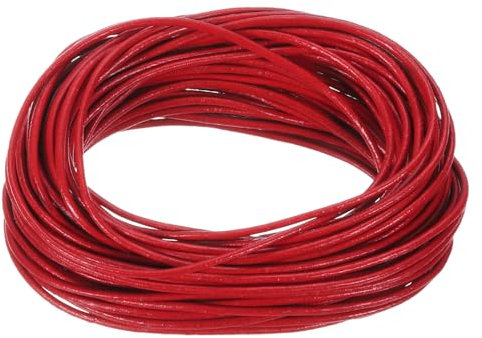 sourcing map 11 Yards 1mm Round Leather Cord Lacing String for DIY Crafts Dark Red