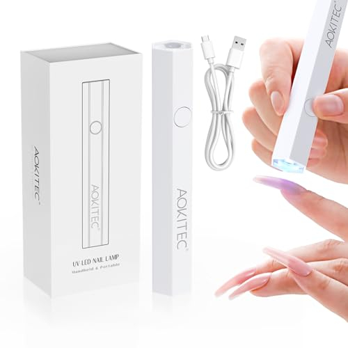 Aokitec UV Lampe für Gelnägel - Handheld Mini UV-LED Nagel lampe Tragbarer Nageltrockner zum Aushärten von Nail Sticker Nail Tips Nagellack Aufbaugel UV Nagelfolie Nagelkleber für DIY Maniküre Salon
