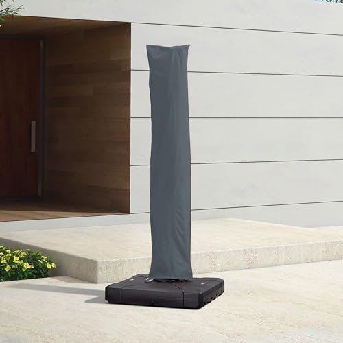 PURPLE LEAF Garden Parasol Cover UV Resistant Outdoor Offset Cantilever Umbrella Cover with Zipper and Rod for Patio (Grey, Small)