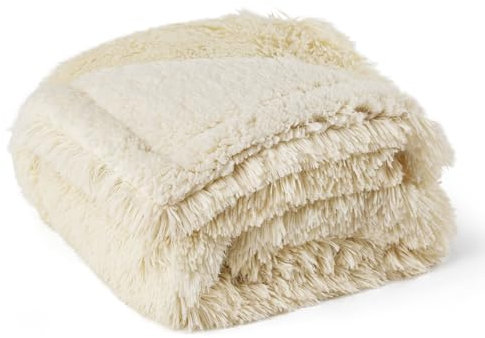 BEDSURE wasserdichte Hundedecke für große Hunde - 100 x 120 cm Langer Plüsch Hundedecke waschbar, Haustier Decke flauschig und weich, Schutzdecke Hundesofa, Katzendecke für Katzen, Creme