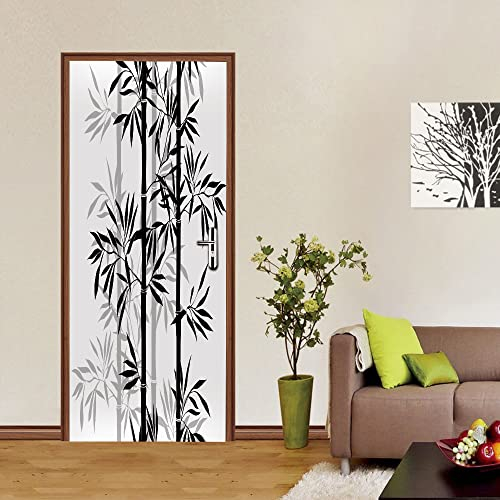 FYRHLH Porte Stickers Auto-adhésif Peinture à l'encre sur bambou Stickers De Porte 3D PVC étanche Porte Autocollants pour Salon Chambre Décoration L83 x H204cm