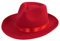 Chapeau Fedora noir à large bord en feutre avec ruban de satin pour femme et homme, Rouge, Taille unique