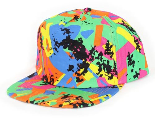 Fresh Prince Snapback Hut Neon 90er Party Cap Kostüm 80er Jahre, mehrfarbig, Einheitsgröße