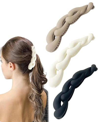 LOZTBUE 3 piezas pinzas para el pelo de plátano, vintage pinzas para el pelo de plátano, cola de caballo barrette pinzas de plátano, pinzas de pescado, joyas para el cabello para mujeres y niñas