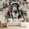 Papier Peint Panoramique 3D Singe Graffiti Street Art Intissé Décoration Murale pour Salon Chambre, Noir Poster Décoration Fond De Mur Tv Papier Peint Murales, 300x210 cm