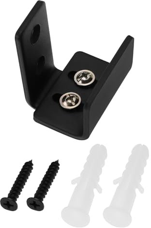 ECSiNG Guide de sol pour porte de grange sans rainures de 25 mm à 35 mm d'épaisseur en acier carbone réglable Noir