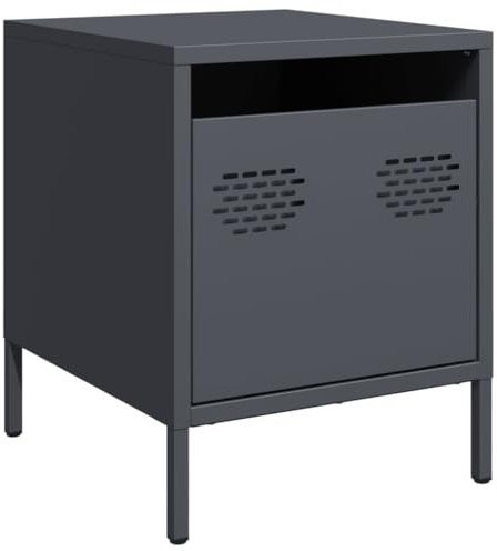 vidaXL Nachttisch Anthrazit 35x39x43,5 cm Stahl, Schrank, Nachtkommode, Bettschrank, Nachtschrank, Nachtkonsole, Schlafzimmermöbel, Bettschrank